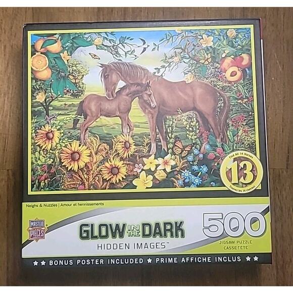 MasterPieces Glow in the Dark Neighs & Nuzzles 500 Pc Horse Puzzle #50832 - Picture 3 of 6